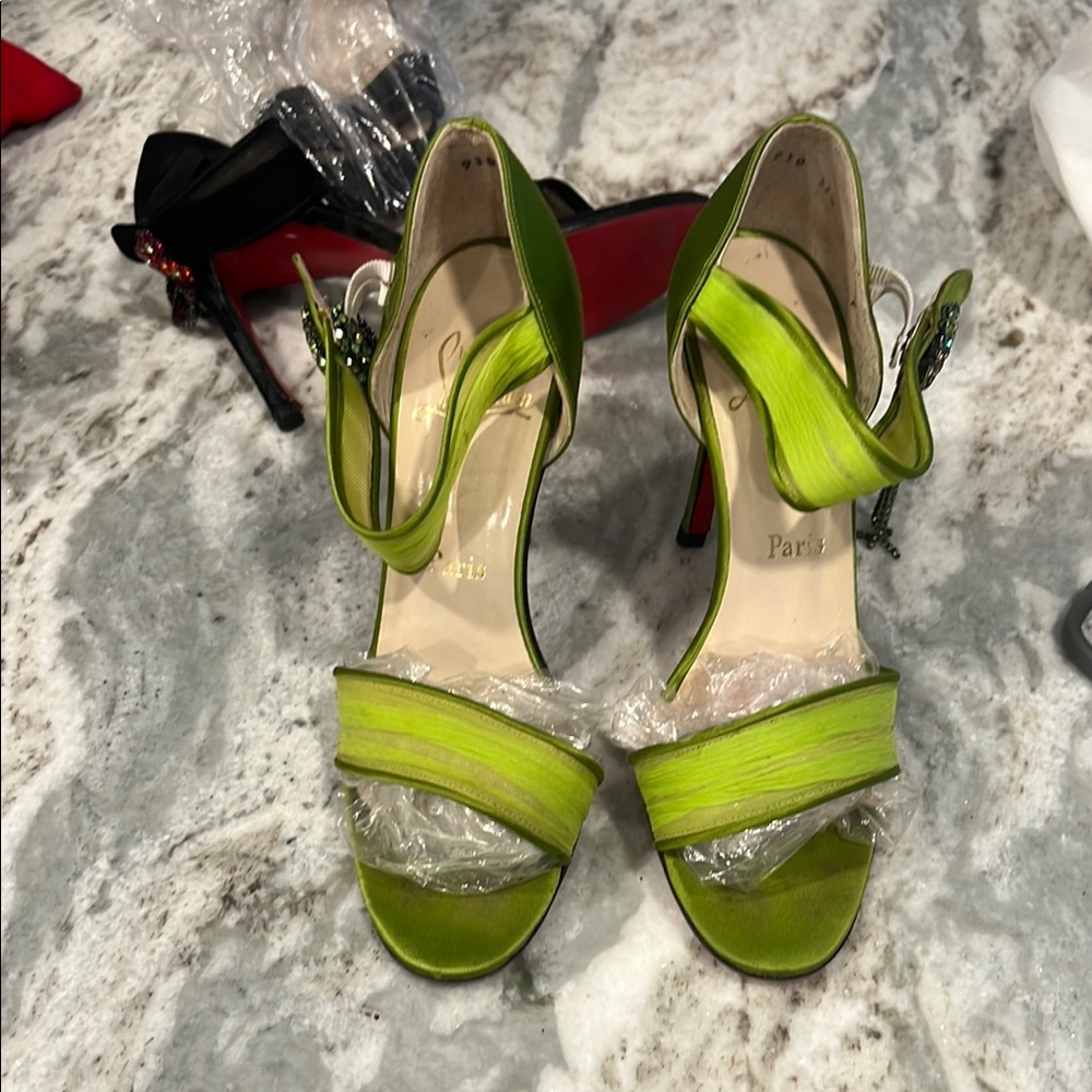 Christian Louboutin Green Strappy Heels